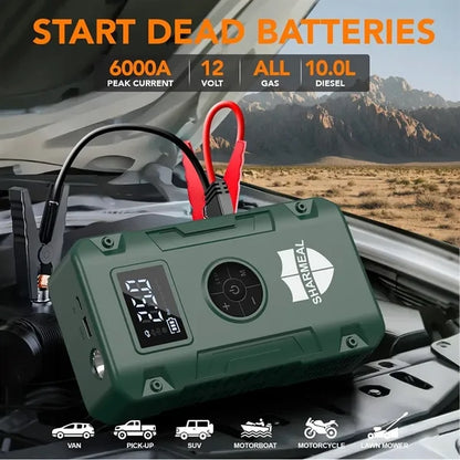 6000A Jump Starter Power Bank with Tire Inflator