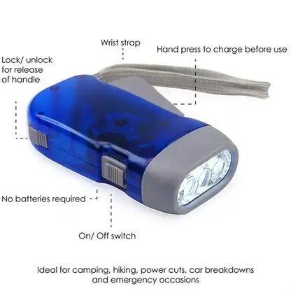 LED Hand Press Crank Emergency Torch / Flashlights