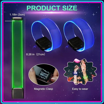 Led Light Up Bracelets with Magnetic Clasp