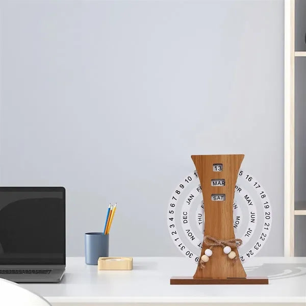 Desk Calendars Rotatable Wooden Perpetual