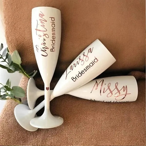 6 oz White Plastic Champagne Glasses