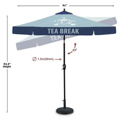 Aluminum Commercial Market Umbrella w/ Crank & Auto-Tilt
