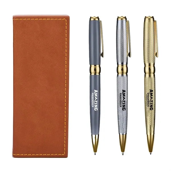Premium Ballpoint Pen with PU Leather Case Gift Set