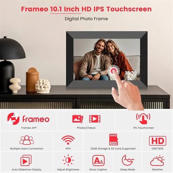 Frameo Wooden Digital Photo Frame-10.1"