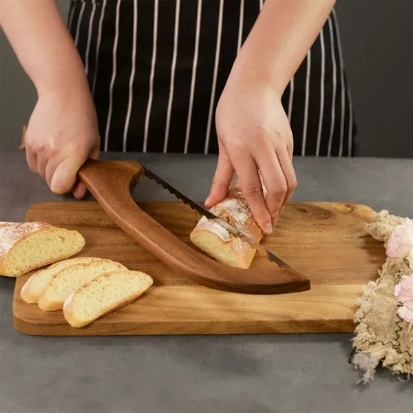Kitchen essentials wooden handle homemade bread slicer knife