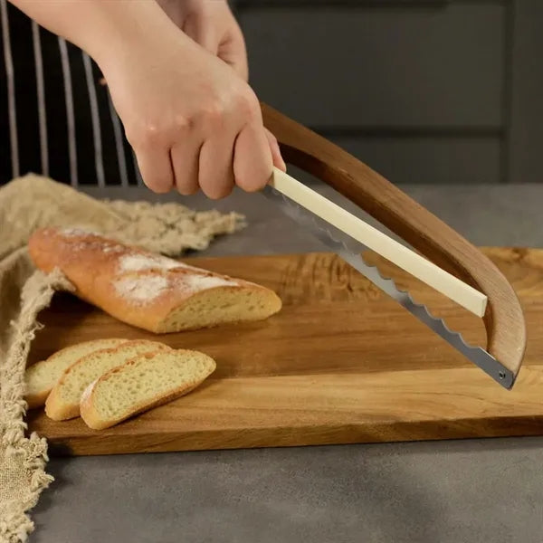 Kitchen essentials wooden handle homemade bread slicer knife
