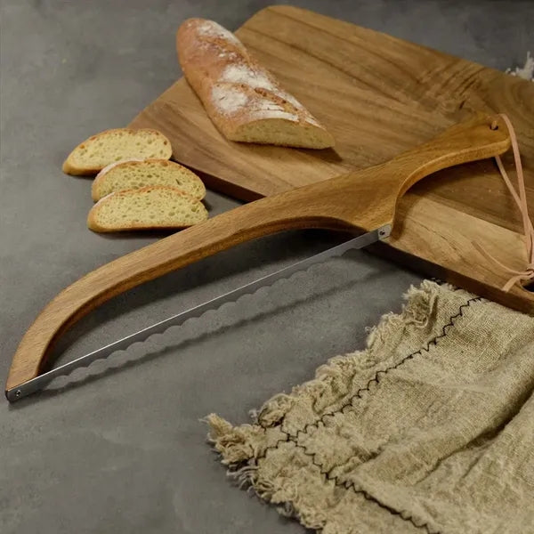 Kitchen essentials wooden handle homemade bread slicer knife