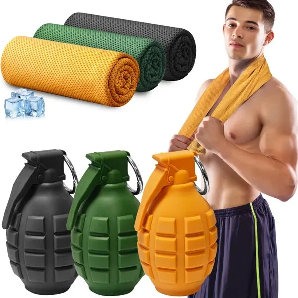 Grenade Shaped Cooling Towel with Keychain