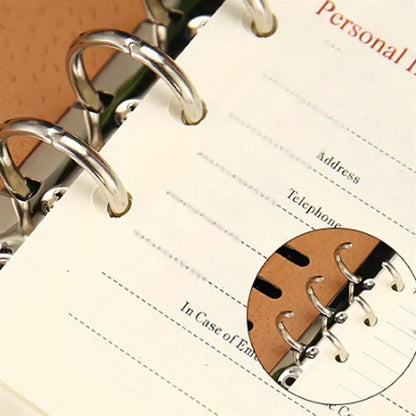 A5 Loose-Leaf 6-ring Binder Notebooks Diary with Pen Holder