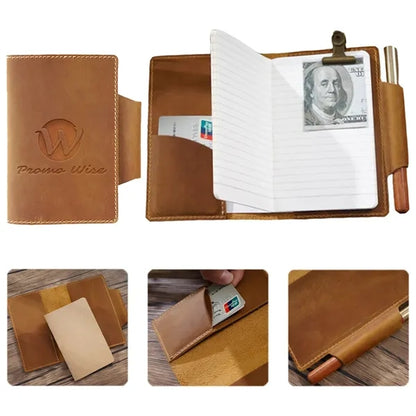 Leather Refillable Travel Notebook w/ Card Slots Pen Holder