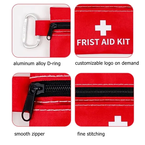 Portable Oxford First Aid Pouch with Carabiner