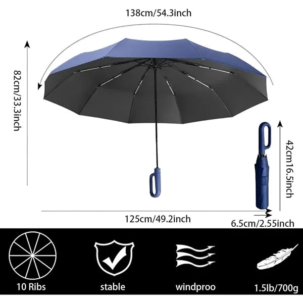 Custom Golf 10-Rib Folding Automatic Umbrella