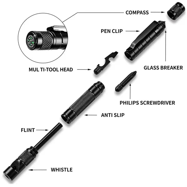 Multi - Functional Outdoor Tactical Pen with Tools