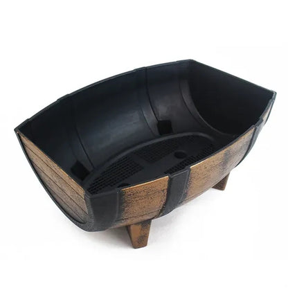 Rectangular Half Barrel Faux Wood Flower Planter