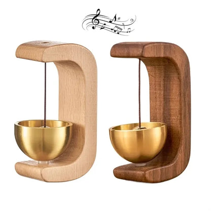 Magnetic Wooden Door Chime Bell with Brass Accent