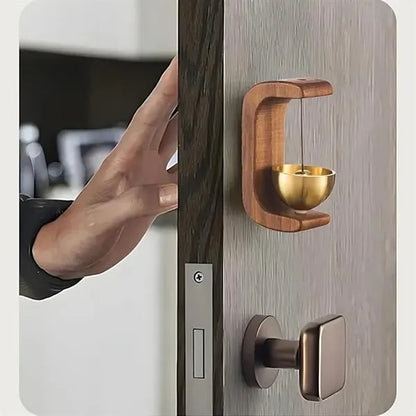 Magnetic Wooden Door Chime Bell with Brass Accent