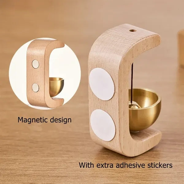 Magnetic Wooden Door Chime Bell with Brass Accent