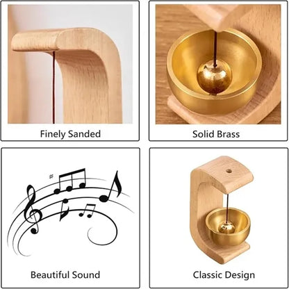 Magnetic Wooden Door Chime Bell with Brass Accent