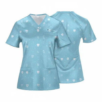 Unisex Custom V-Neck Scrubs Top w/ 4 Pockets