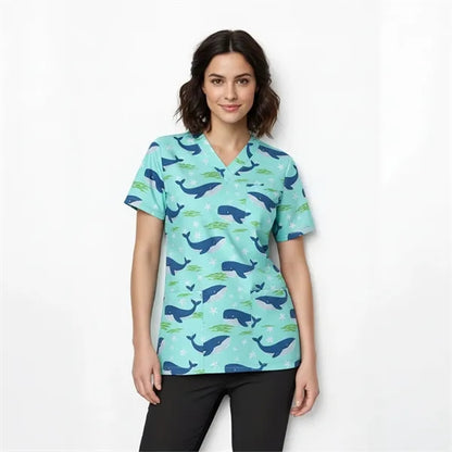 Unisex Custom V-Neck Scrubs Top w/ 4 Pockets