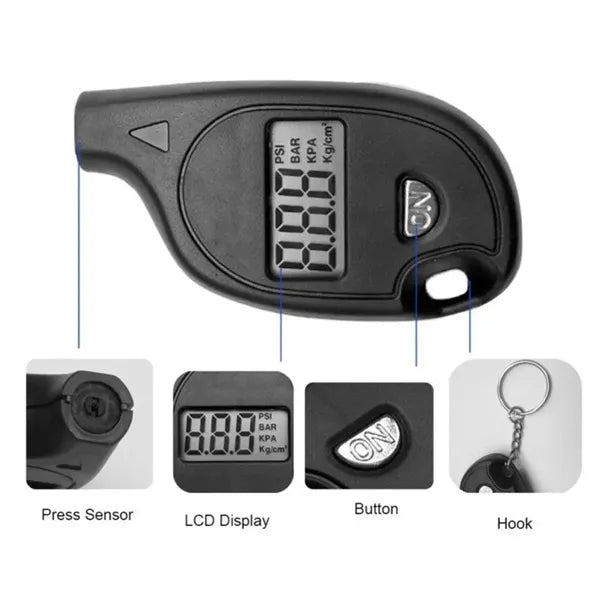 Digital Display Tire Pressure Gauge Keychain