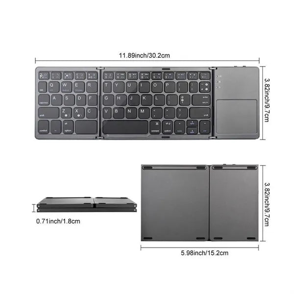 Portable Foldable Bluetooth Wireless Keyboard with Touchpad