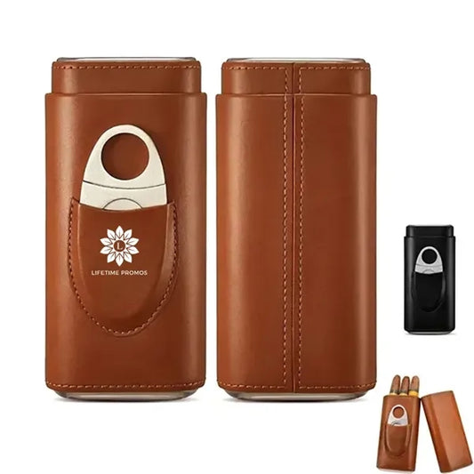 Leather Cigar Case with Cutter & Cedar Lining