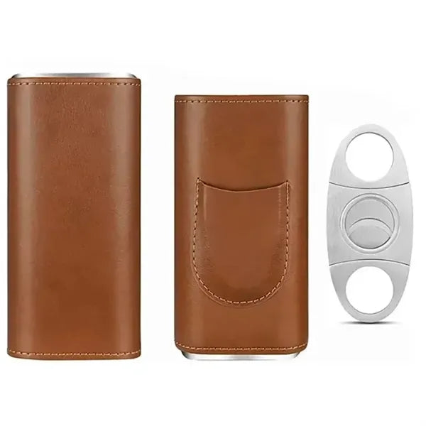 Leather Cigar Case with Cutter & Cedar Lining