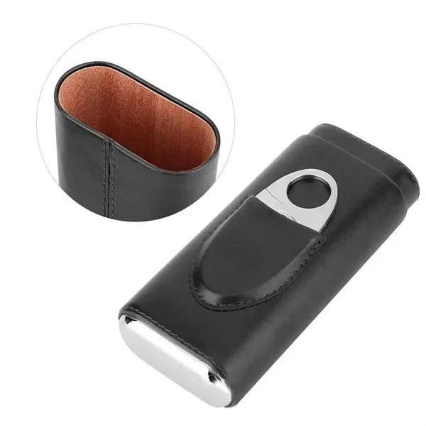 Leather Cigar Case with Cutter & Cedar Lining