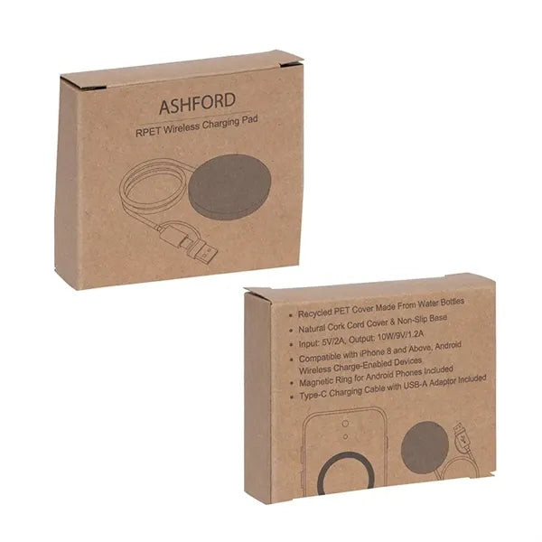 Ashford 10W RPET & Cork Wireless Charging Pad