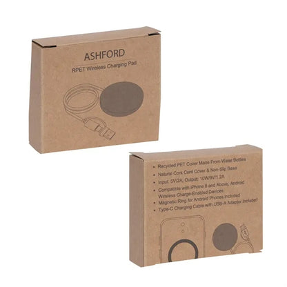 Ashford 10W RPET & Cork Wireless Charging Pad