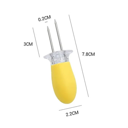 Silicone Handle Stainless Steel Corn Cob Holders Set