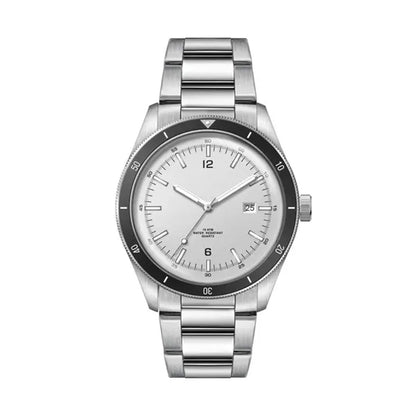 41MM, SS, SILVER CASE, BK BEZEL, 3-HAND MVT, DTE
