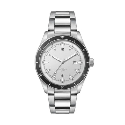 41MM, SS, SILVER CASE, BK BEZEL, 3-HAND MVT, DTE
