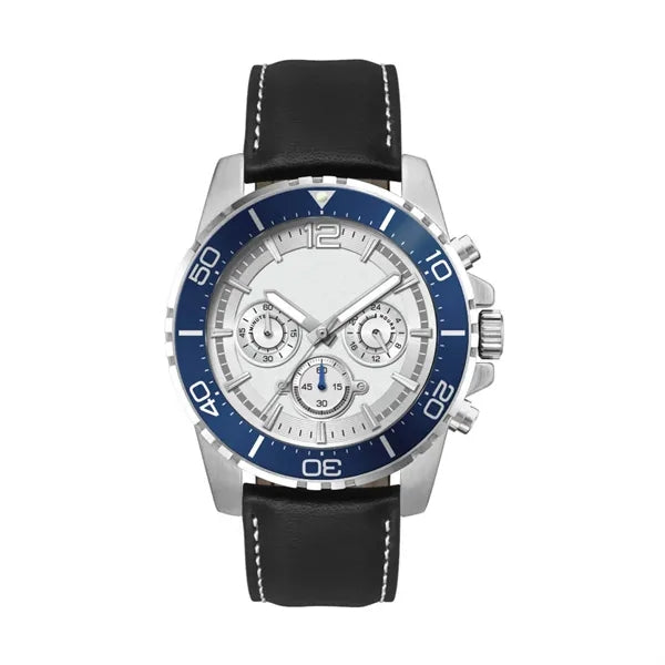 44MM, SILVER METAL CASE, BL BEZEL, CHRONO MVT