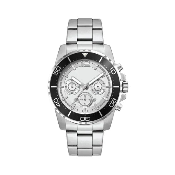 44MM, SILVER METAL CASE, BK BEZEL, CHRONO MVT
