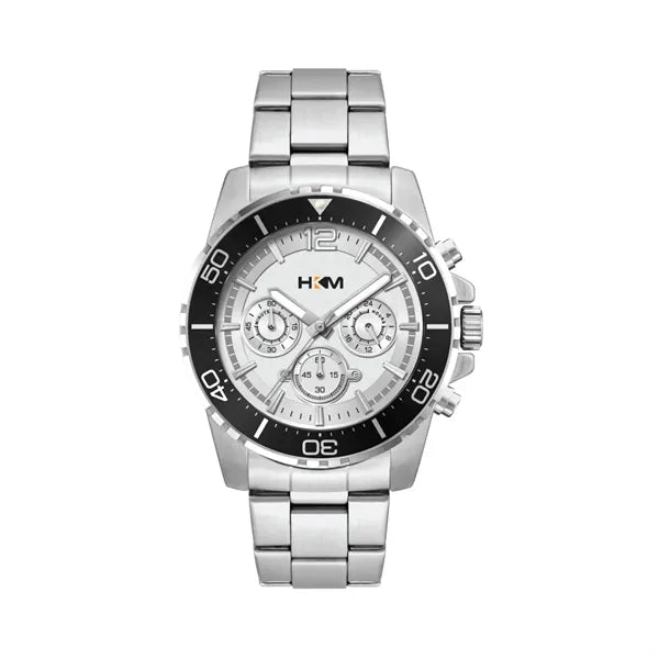 44MM, SILVER METAL CASE, BK BEZEL, CHRONO MVT