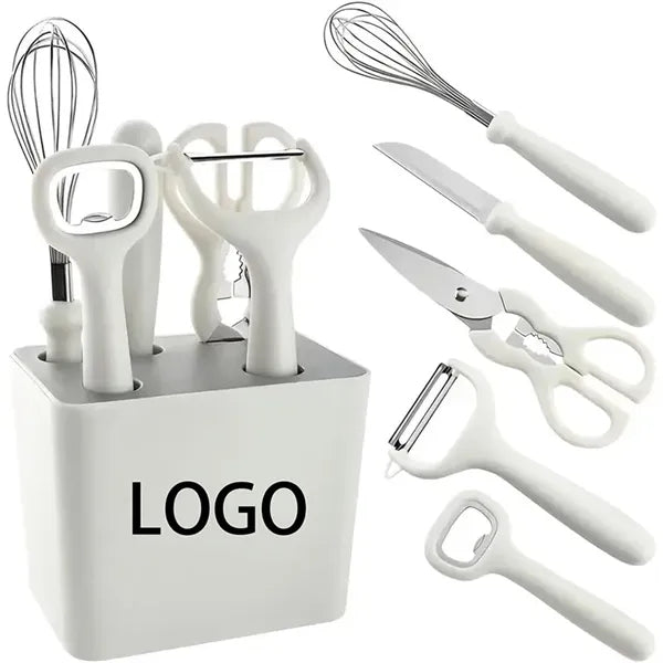 5-In-1 Stainless Steel Kitchen Utensil Set With Holder