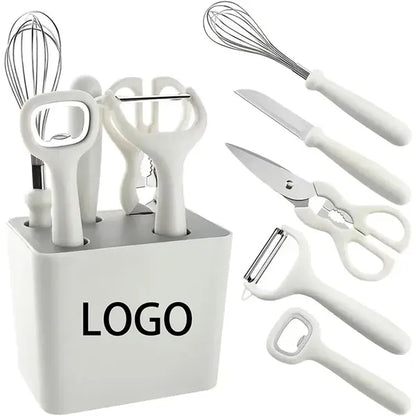 5-In-1 Stainless Steel Kitchen Utensil Set With Holder