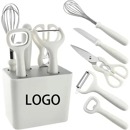 5-In-1 Stainless Steel Kitchen Utensil Set With Holder