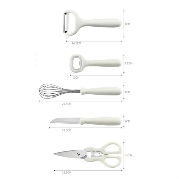 5-In-1 Stainless Steel Kitchen Utensil Set With Holder