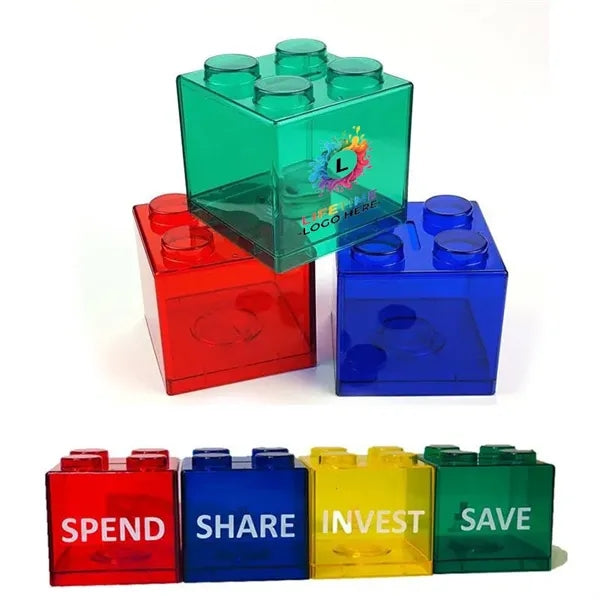 Transparent Stackable Block Piggy Bank