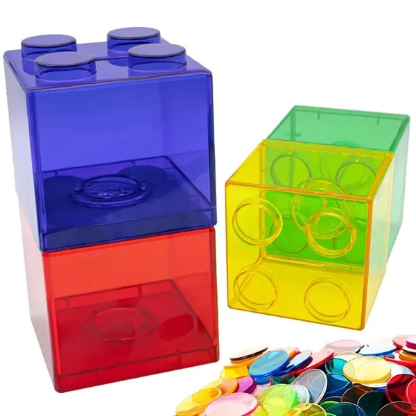 Transparent Stackable Block Piggy Bank