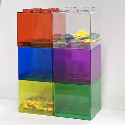 Transparent Stackable Block Piggy Bank