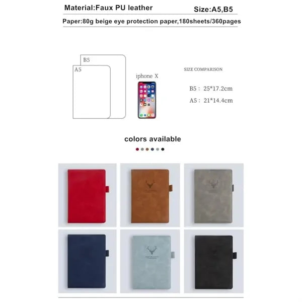 Deer Head Pattern PU Leather Cover Notebook