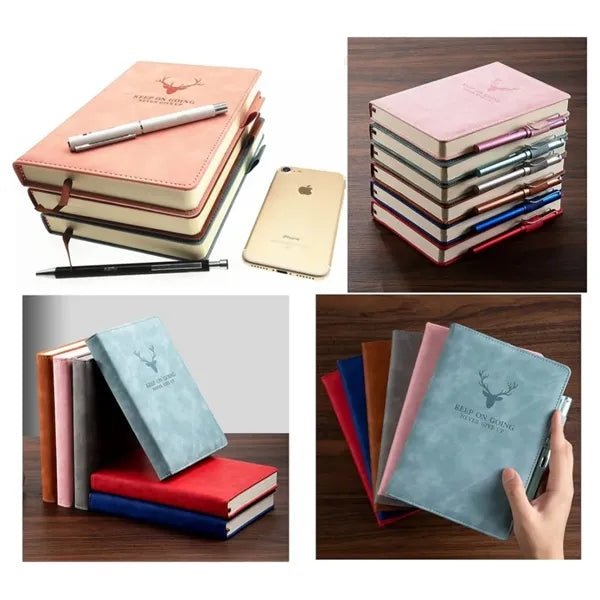 Deer Head Pattern PU Leather Cover Notebook