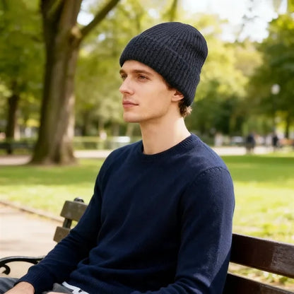 Embroidered Rib Knit Cuff Beanie