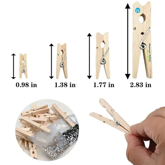 Sturdy Durable Premium Wooden Clothespins with Steel Spring
