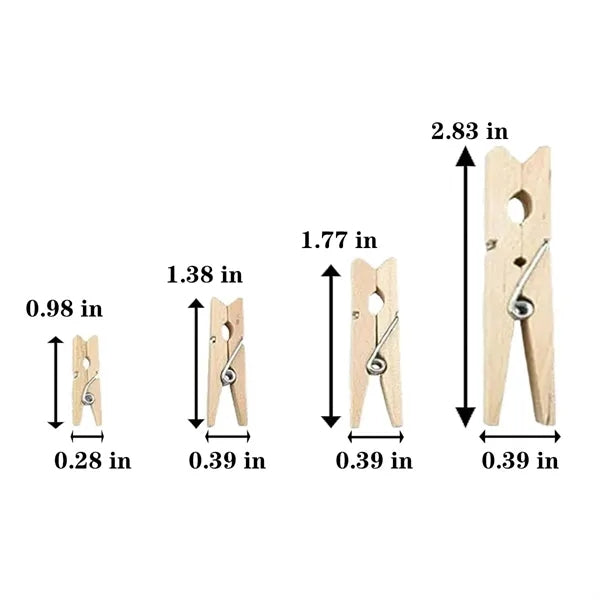 Sturdy Durable Premium Wooden Clothespins with Steel Spring