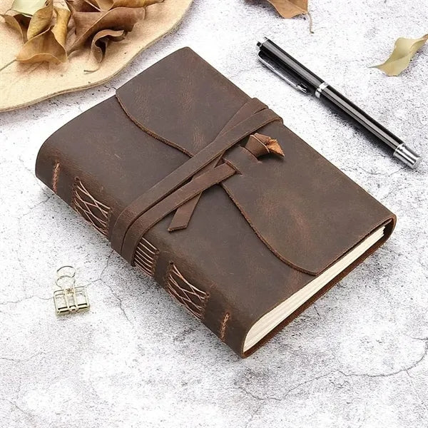 Handmade Genuine Leather Journals Notebooks with Tie Closure